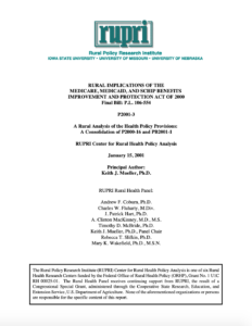 Rural Implications of the Medicare, Medicaid, and SCHIP Benefits Improvement and Protection Act of 2000 (Cover Image)