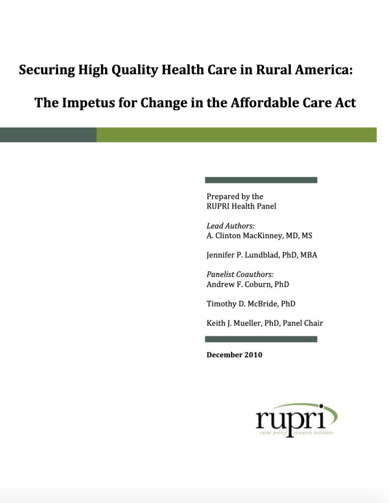 Securing High Quality Health Care in Rural America: The Impetus for Change in the Affordable Care Act (Cover Image)
