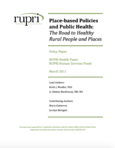 Place-based Policies and Public Health: The Road to Healthy Rural People and Places (Cover Image)