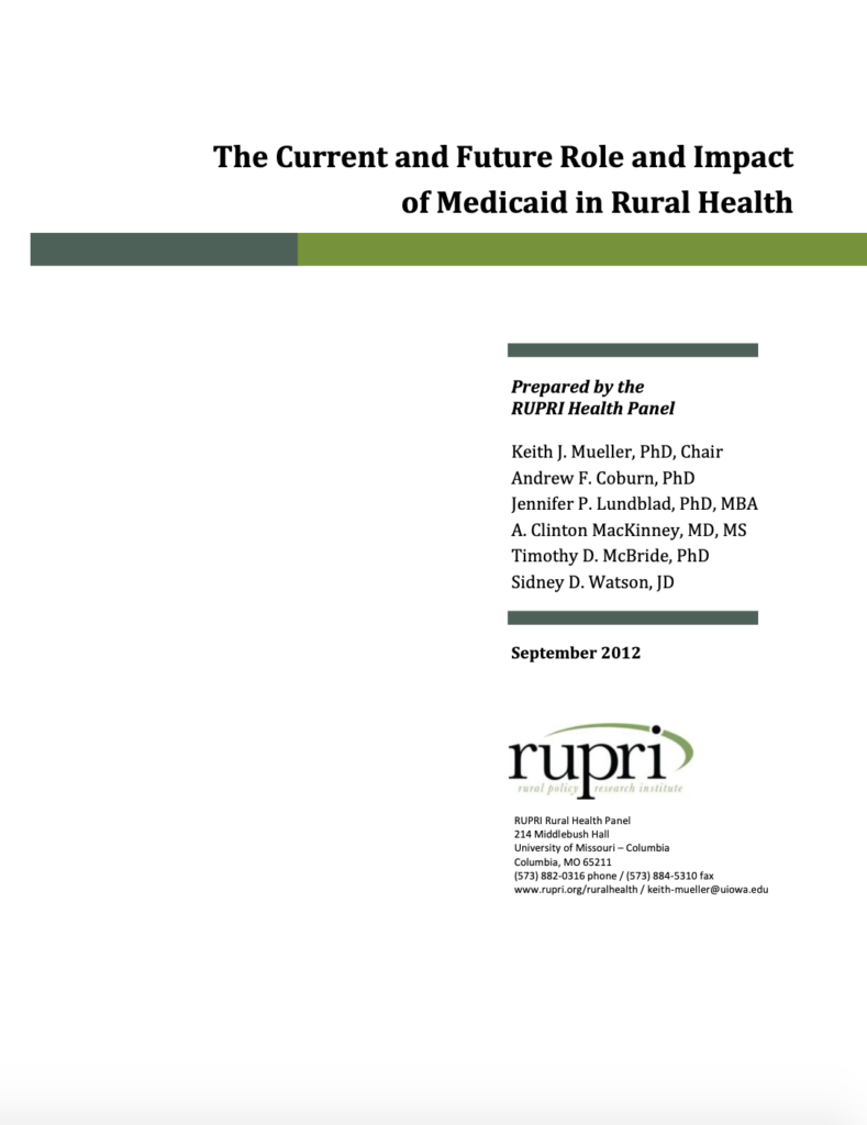 Current and Future Role and Impact of Medicaid in Rural Health (Cover Image)