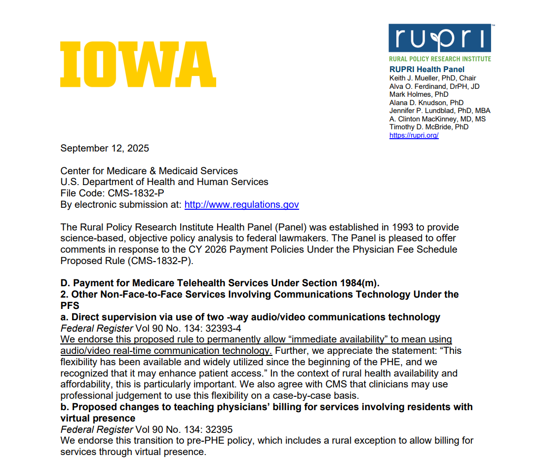 screen shot of front page comment letter