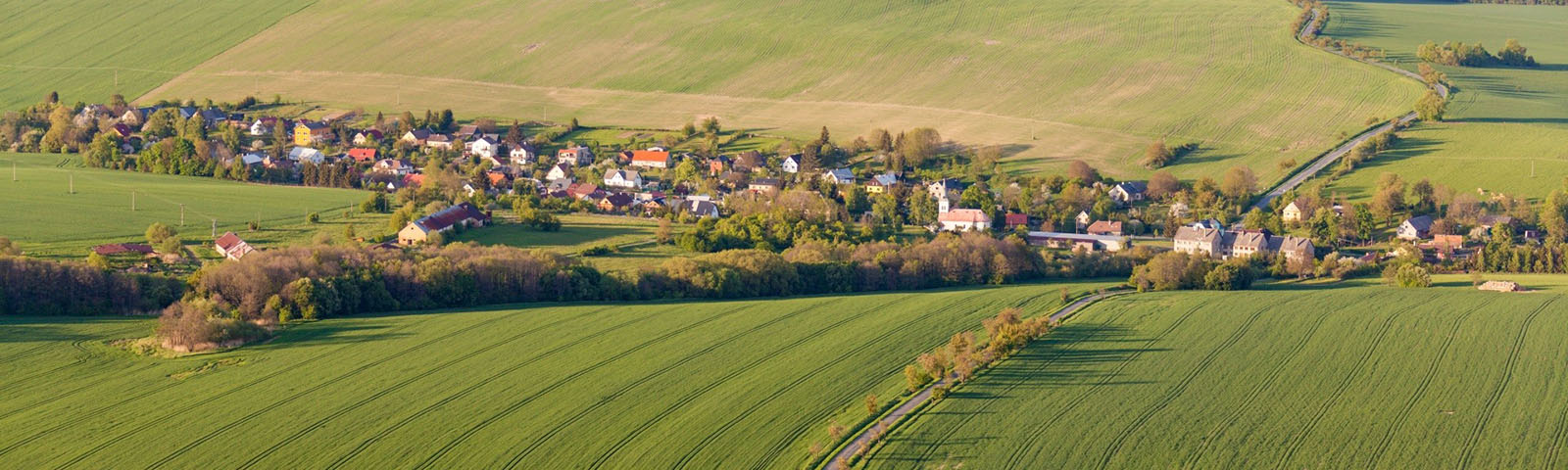 Aerial view of a small rural town